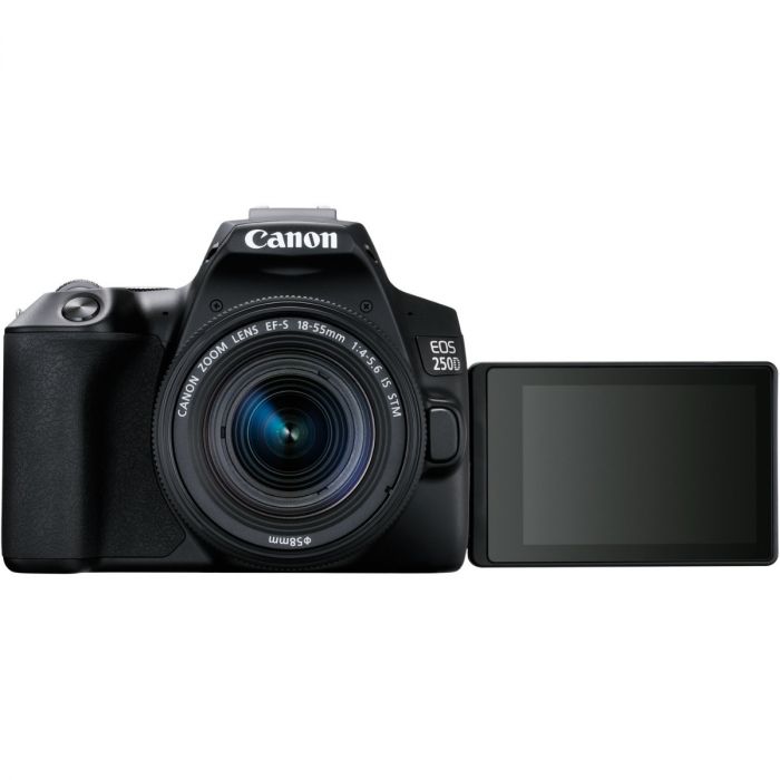 Canon Eos 250D 24.1Mp Digital Slr Camera + Ef-S 18-55Mm F4 Is Stm Lens (Black) + 16Gb Card